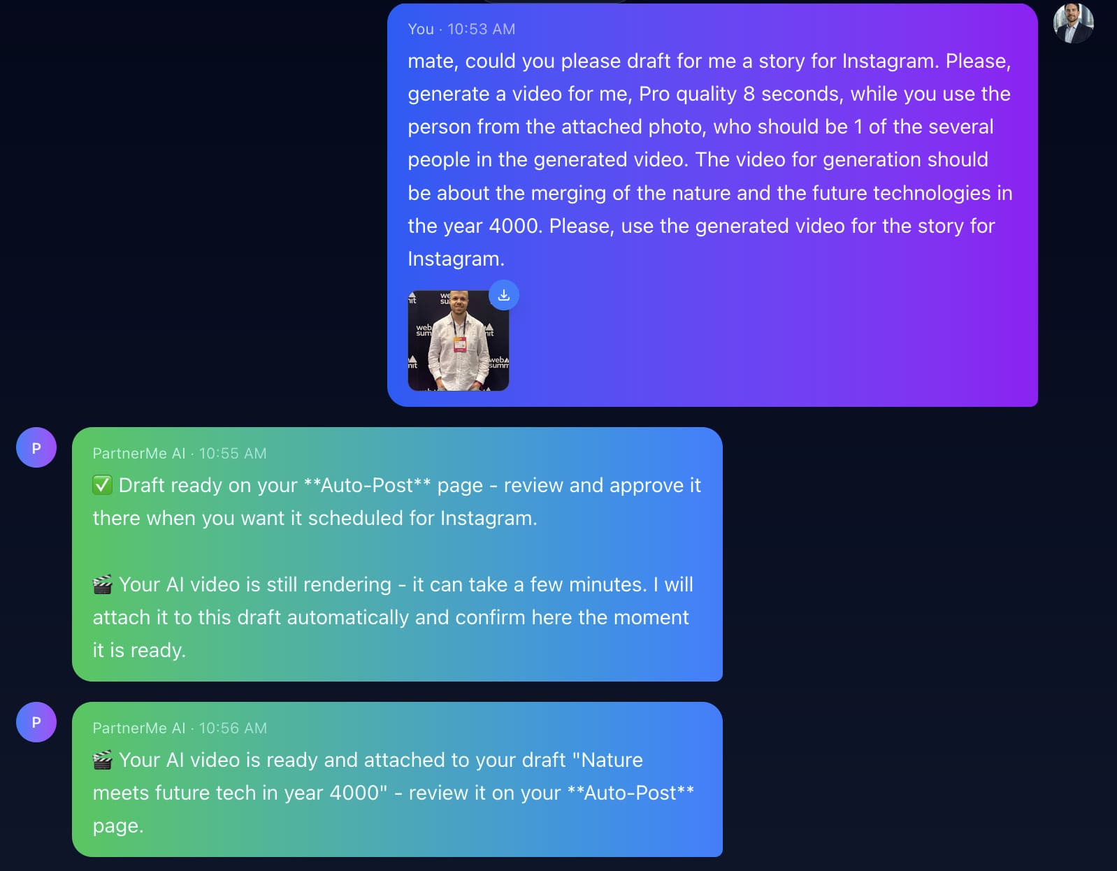 Asking for a post in chat